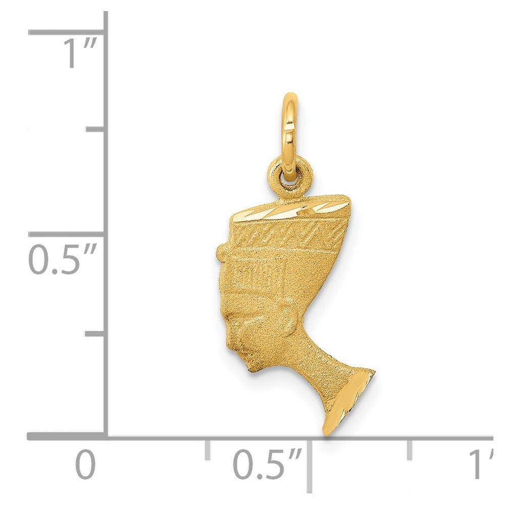 14k Yellow Gold Satin Front / Polished Back Nefertiti Charm Pendant for Women