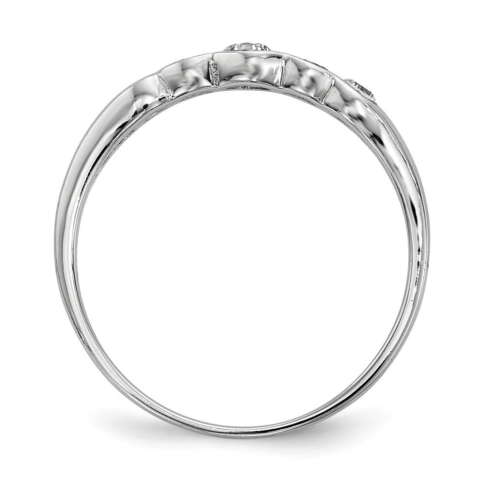 Sterling Silver Rhodium-plated 5-stone Bezel Set Cubic Zirconia Ring Size 8