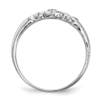 Sterling Silver Rhodium-plated 5-stone Bezel Set Cubic Zirconia Ring Size 8