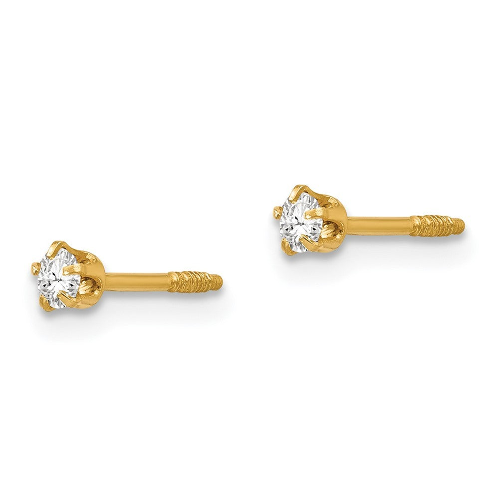 14k Yellow Gold Polished Reversible Crystal & 3mm Ball Earrings
