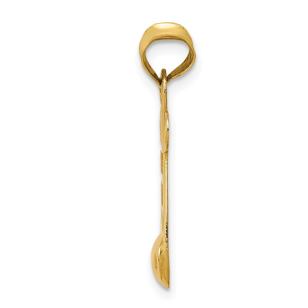 14k Yellow Gold Polished/Textured I LOVE YOU Pendant for Women