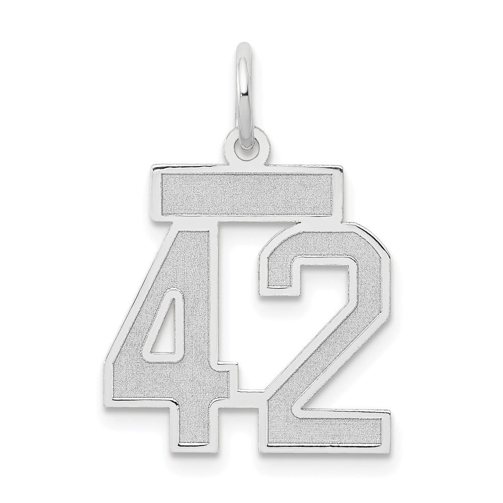 14k White Gold Small Satin Number 42 Charm Pendant