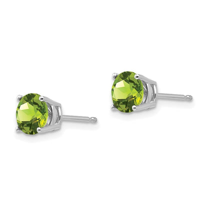 14k White Gold 6mm Peridot Stud Earrings Gift for Women