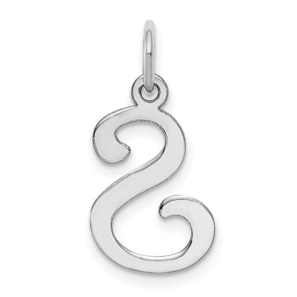 14k White Gold Script Letter S Initial Charm Pendant