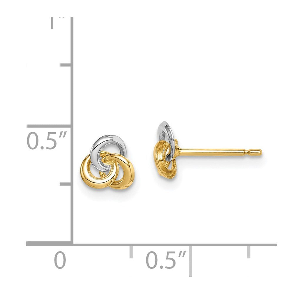 14k Yellow Gold Rhodium Love Knot Stud Earrings Gift for Women
