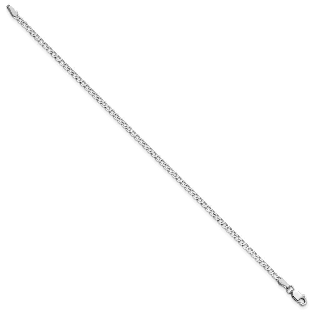 14k White Gold 2.2mm Flat Beveled Curb Chain Bracelet