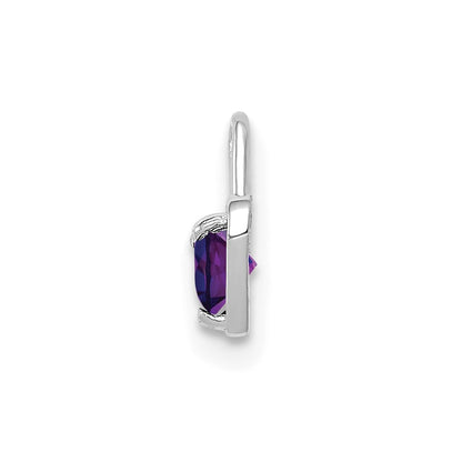 14k White Gold February Synthetic Birthstone Heart Charm Pendant