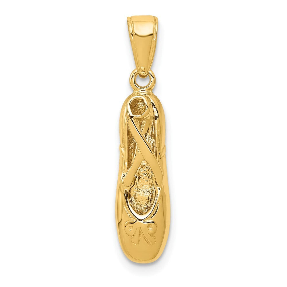 14k Yellow Gold 3-D Ballet Slipper Pendant for Women