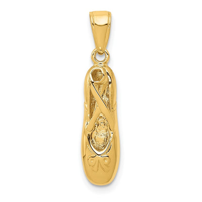 14k Yellow Gold 3-D Ballet Slipper Pendant for Women
