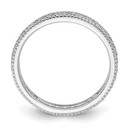 Sterling Silver Rhodium Plated Cubic Zirconia Ring Size 8