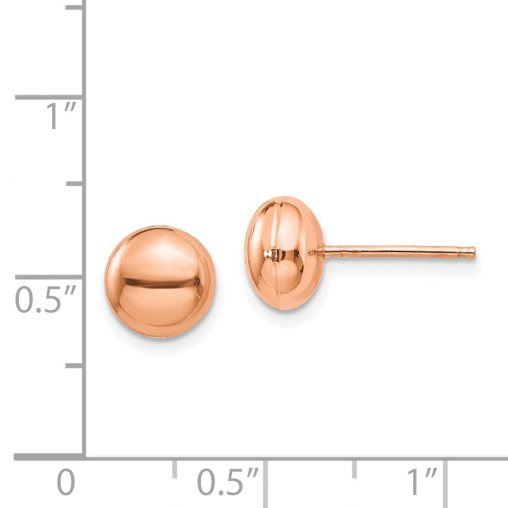 14k Rose Gold Polished 8mm Button Stud Earrings