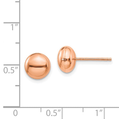 14k Rose Gold Polished 8mm Button Stud Earrings