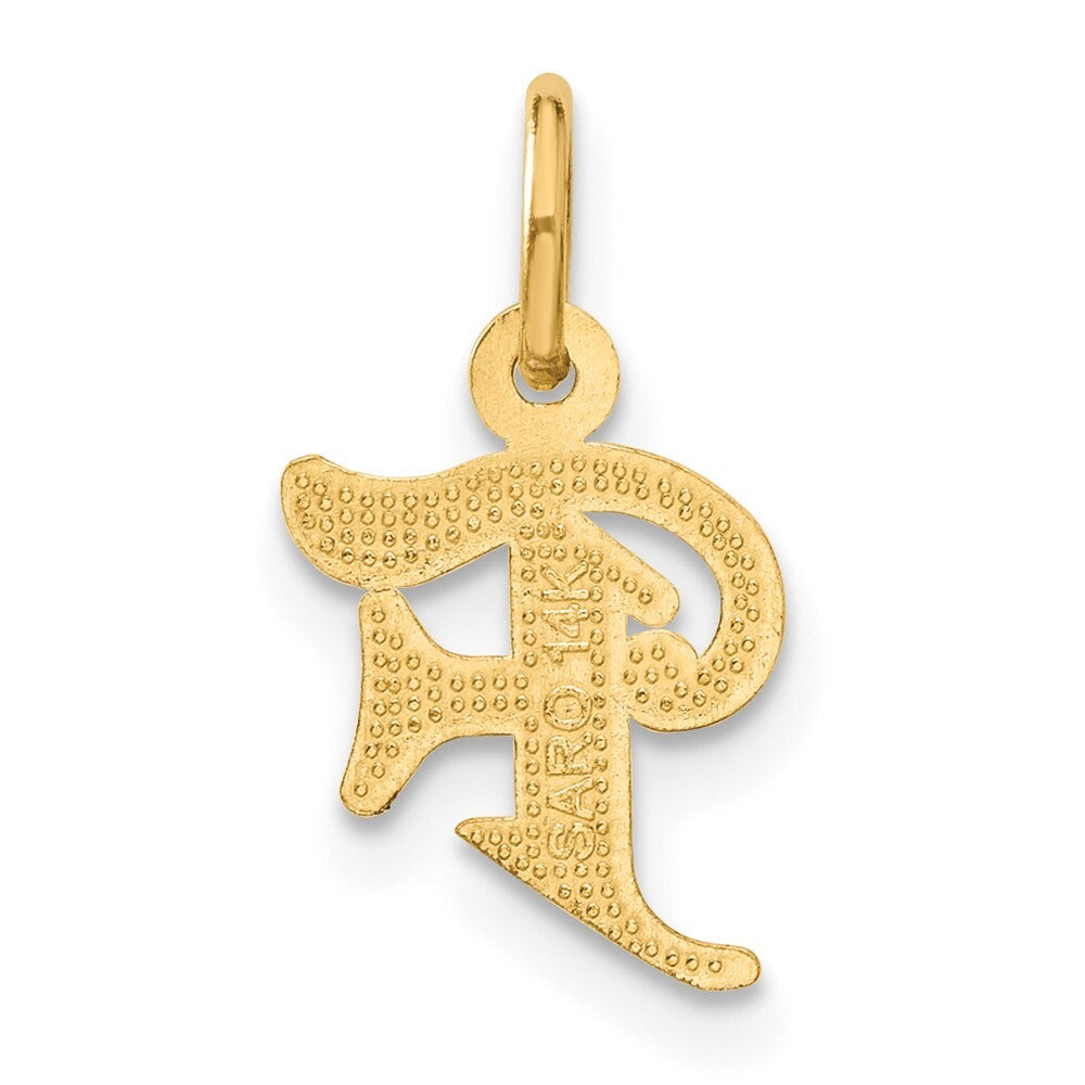 14k Yellow Gold Letter F Initial Charm Pendant for Women