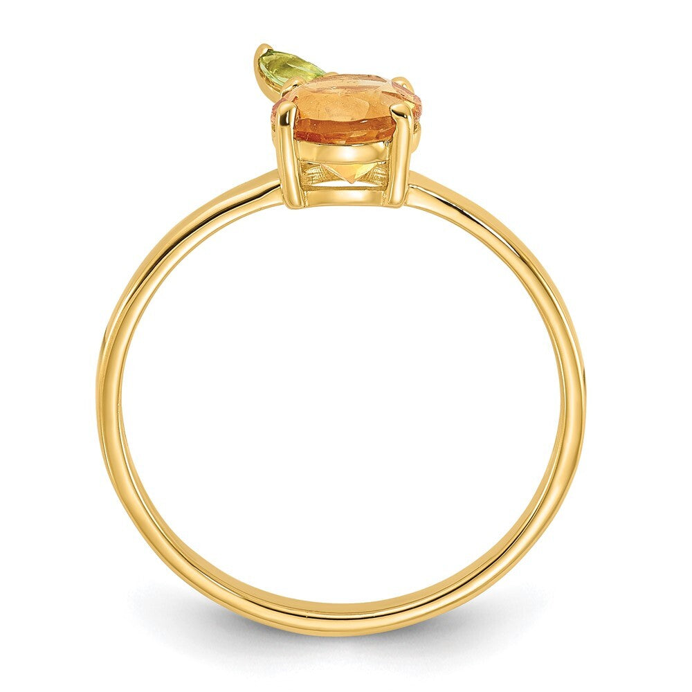 14K Yellow Gold Gold Citrine and Peridot Orange Ring
