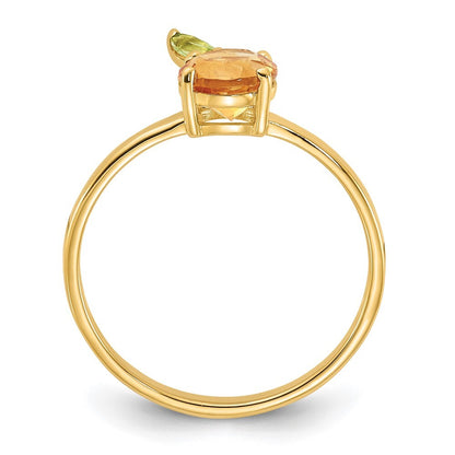 14K Yellow Gold Gold Citrine and Peridot Orange Ring