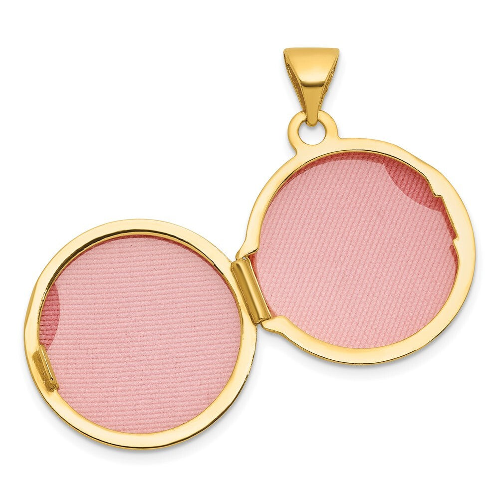14k Yellow Gold and White Rhodium Polished Celtic 16mm Round Locket Pendant