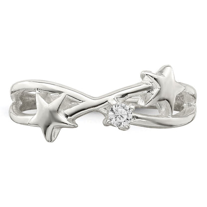 Sterling Silver Cubic Zirconia Star Ring Size 8
