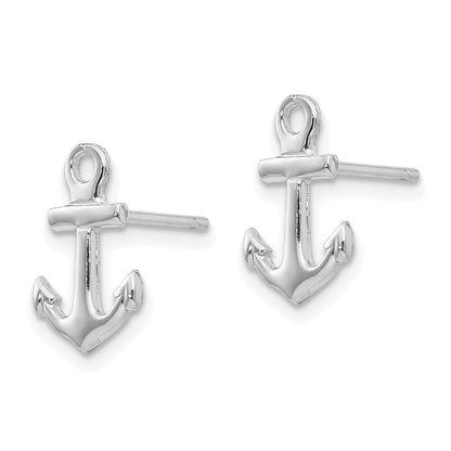 14K White Gold Anchor Earrings