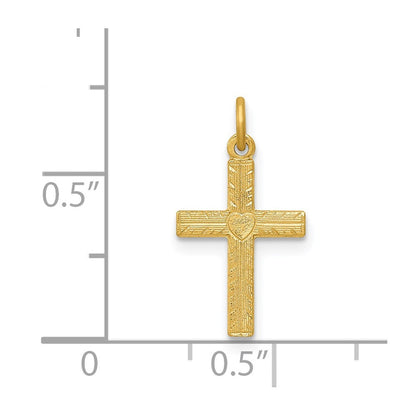 14k Yellow Gold Heart Cross Charm Pendant