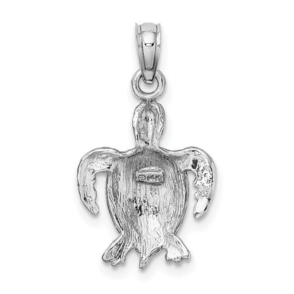 14k White Gold Sea Turtle Charm Pendant for Women