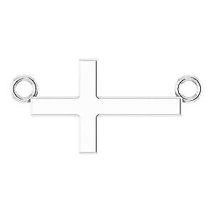 14k White Gold 12x5.9 mm Sideways Cross 16-Pendant Necklace 18"