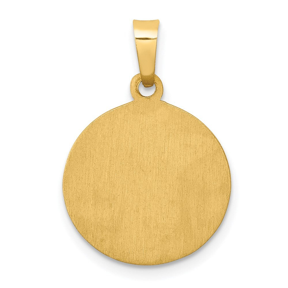 14k Yellow Gold Polished and Satin St Lucy Medal Hollow Pendant for Women