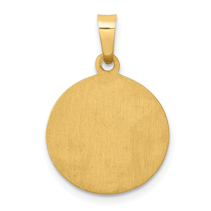 14k Yellow Gold Polished and Satin St Lucy Medal Hollow Pendant for Women