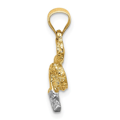 14k Yellow Gold Rhodium Coiled Snake Charm Pendant for Women