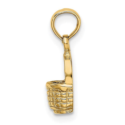 14k Yellow Gold 2-D Flat Back Mini Basket Charm