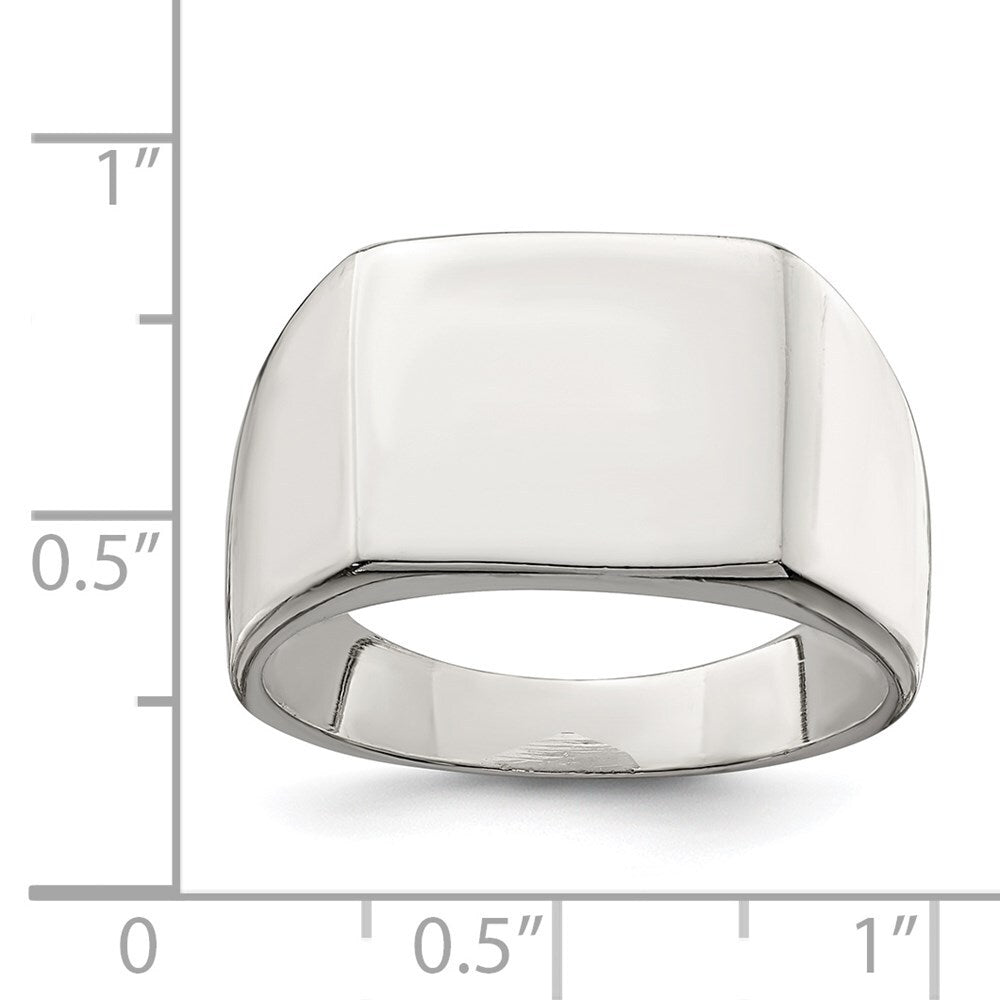 Sterling Silver 12x14mm Closed Back Signet Ring Size 11