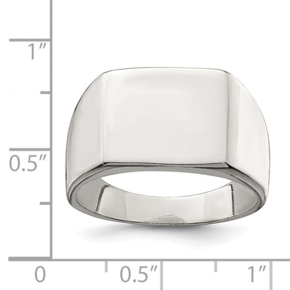Sterling Silver 12x14mm Closed Back Signet Ring Size 11