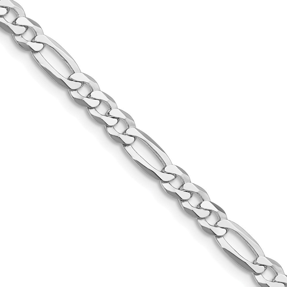 Sterling Silver Rhodium-plated 4.5mm Lightweight Flat Figaro Chain Necklace