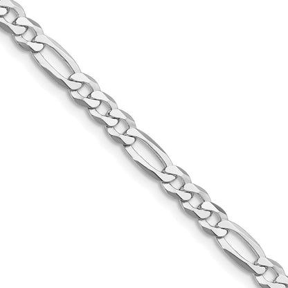 Sterling Silver Rhodium-plated 4.5mm Lightweight Flat Figaro Chain Necklace