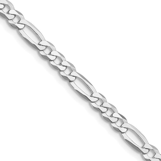 Sterling Silver Rhodium-plated 4.5mm Lightweight Flat Figaro Chain Necklace