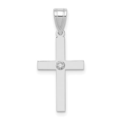 14k White Gold .01ct. Diamond Cross Pendant for Women
