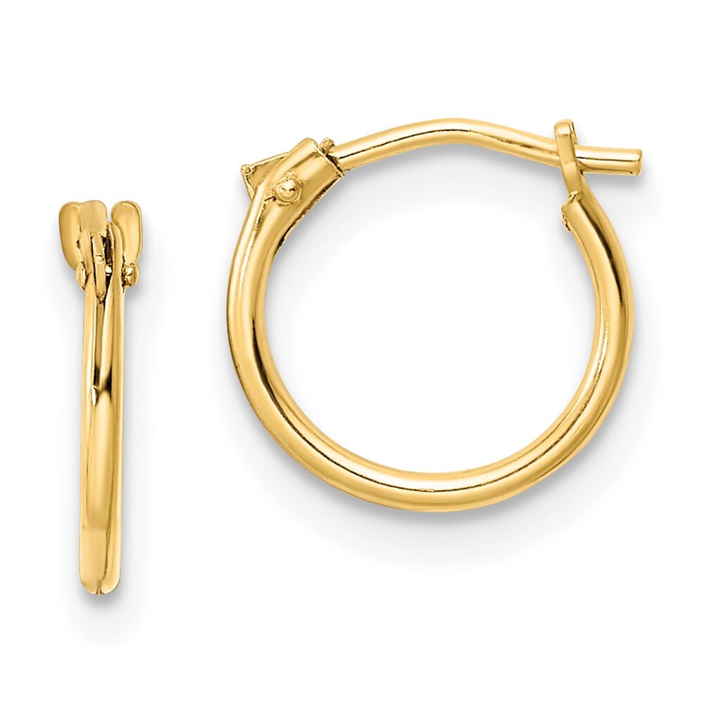 14k Yellow Gold Polished Hoop Earrings Gift for Women