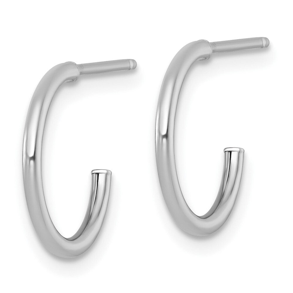 14k White Gold Polished 1.5 x 14mm Solid C-Hoop Earrings Gift for Women