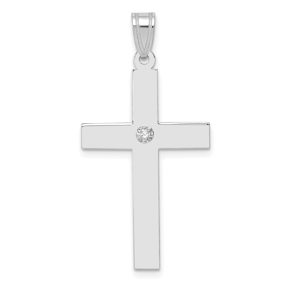 14k White Gold .02ct. Diamond Cross Pendant for Women