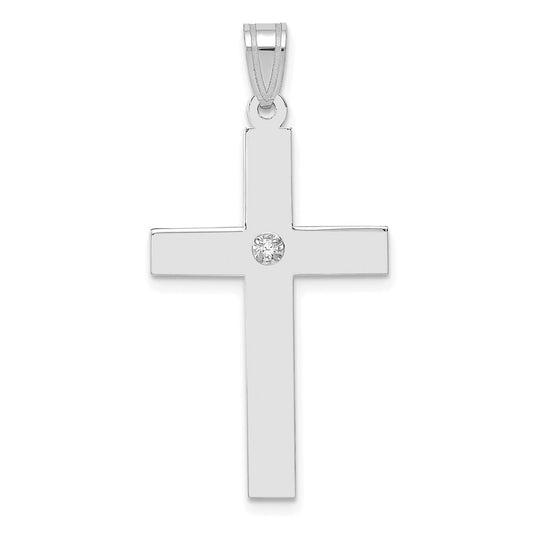 14k White Gold .02ct. Diamond Cross Pendant for Women