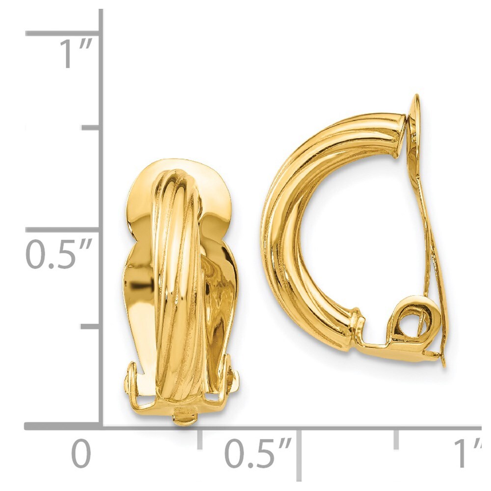 14k Yellow Gold Non-Pierced Stud Earrings Gift for Women