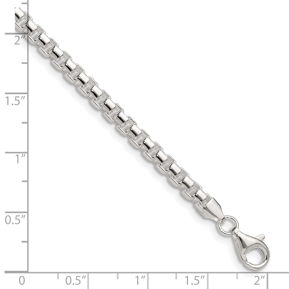 Sterling Silver Polished 4mm Round Box Chain Bracelet