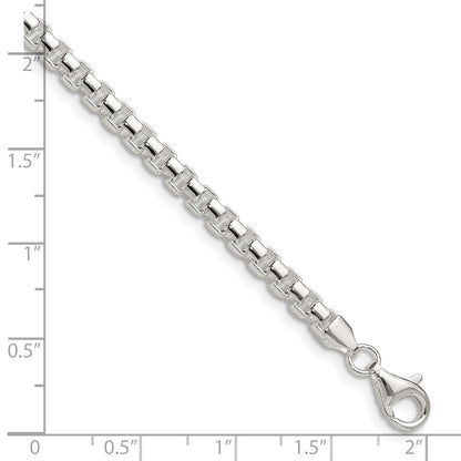 Sterling Silver Polished 4mm Round Box Chain Bracelet