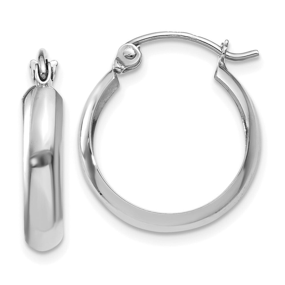 14k White Gold Polished 3.5mm Hoop Earrings Gift for Women