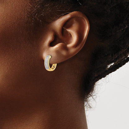14k Yellow Gold Diamond Hinged Hoop Earrings