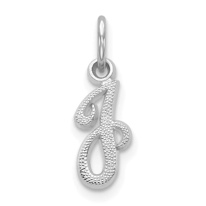 14k White Gold Casted Script Letter J Initial Charm Pendant for Women