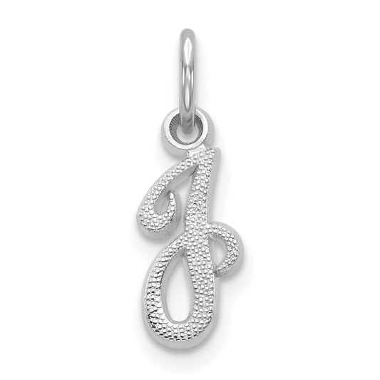 14k White Gold Casted Script Letter J Initial Charm Pendant for Women
