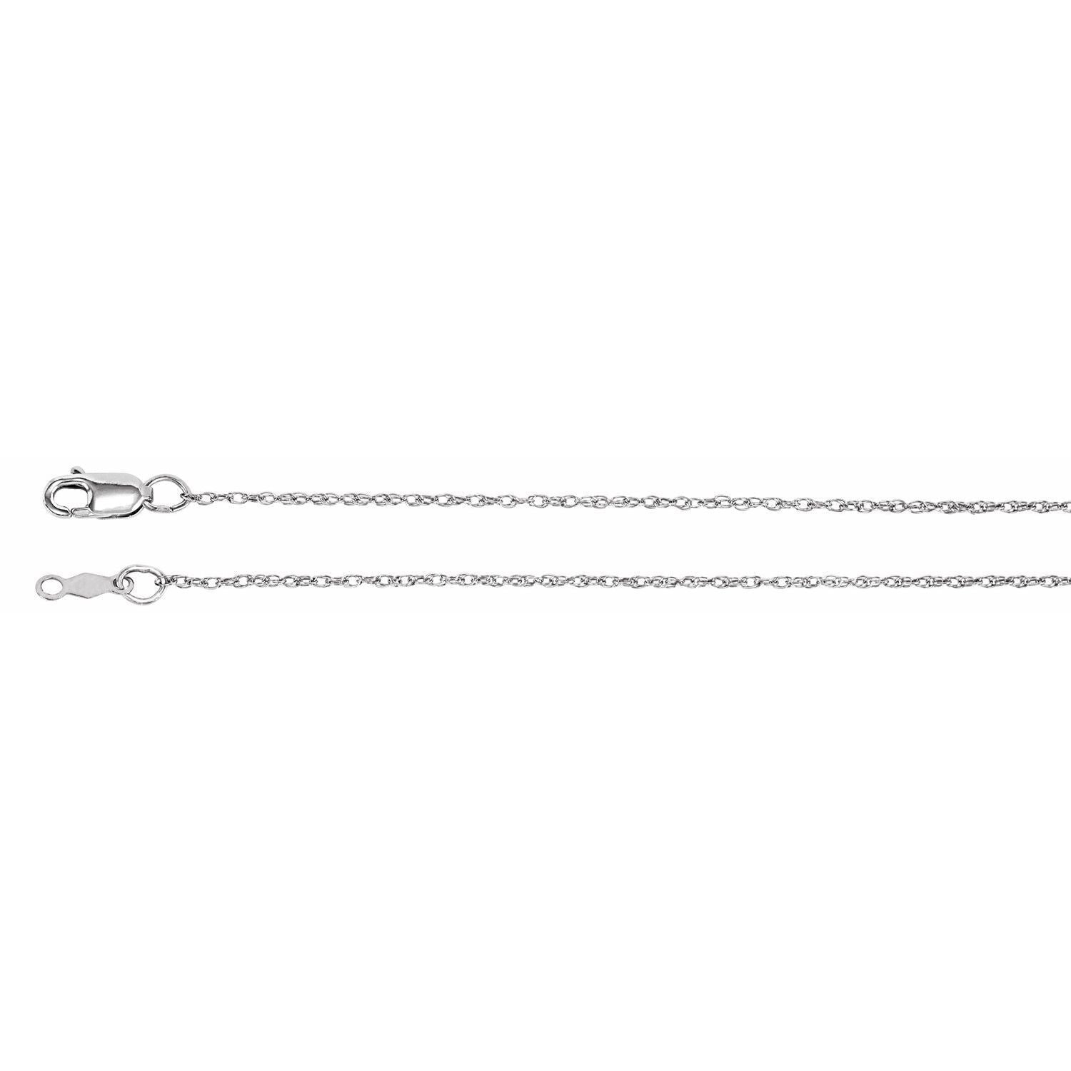 14k White Gold 1 mm Rope Chain Necklace 20" Fine Gift for Women