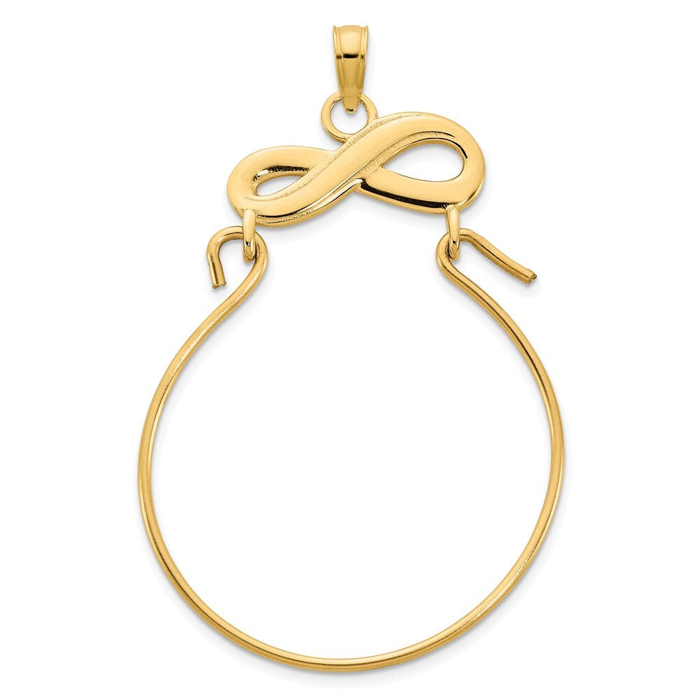 14k Yellow Gold Infinity Charm Pendant Holder Pendant for Women