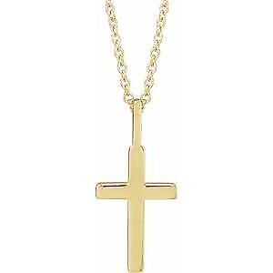 14k Yellow Gold Knife-Edge Cross Pendant Necklace 16-18"