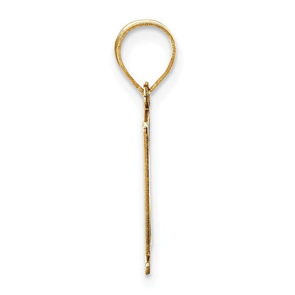 14k Yellow Gold Polished Etched Letter K Initial Pendant for Women